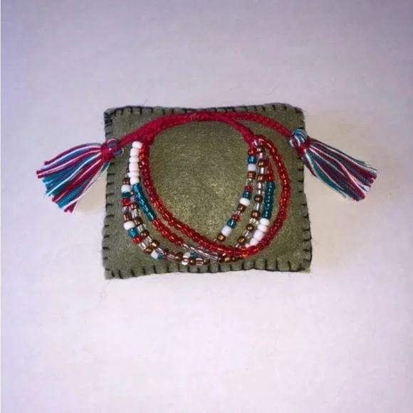 Multi-Strand Beads Adjustable Bracelet With Tassels - Picture 2 of 5